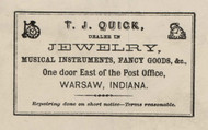 Jewelry Advertisment, Warsaw, Wayne, Indiana 1866 Old Town Map Custom Print - Kosciusko Co.