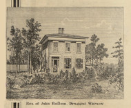 Bollom Residence, Warsaw, Wayne, Indiana 1866 Old Town Map Custom Print - Kosciusko Co.