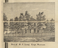 Long Residence, Warsaw, Wayne, Indiana 1866 Old Town Map Custom Print - Kosciusko Co.