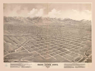 Salt Lake City, Utah 1875 Bird's Eye View