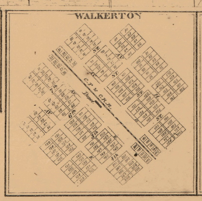 Walkerton, Indiana 1863 Old Town Map Custom Print St. Joseph Co