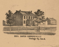 David Greenwalt Residence, Indiana 1863 Old Town Map Custom Print - St. Joseph Co.