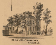 Jno. C. Knoblock Residence, Indiana 1863 Old Town Map Custom Print - St. Joseph Co.