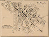 St Paul, Noble, Indiana 1866 Old Town Map Custom Print - Shelby Co.
