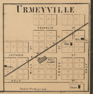 Urmeyville, Franklin, Indiana 1866 Old Town Map Custom Print - Johnson Co.