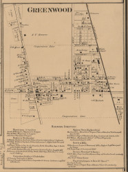Greenwood, Pleasant, Indiana 1866 Old Town Map Custom Print - Johnson Co.
