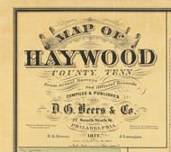 Map Cartouche, Haywood Co. Tennessee 1877 Old Town Map Custom Print