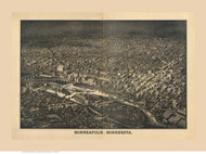 Minneapolis, Minnesota 1885 Bird's Eye View