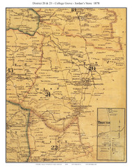 Districts 20 & 21 - College Grove - Jordan's Store, Tennessee 1878 Old Town Map Custom Print Williamson Co.