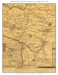 Districts 22 & 21 - Reed's Store - College Grove - Jordan's Store, Tennessee 1878 Old Town Map Custom Print Williamson Co.