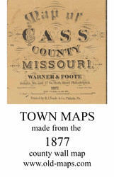 Map Cartouche, Cass Co. Missouri 1877 Old Town Map Custom Print