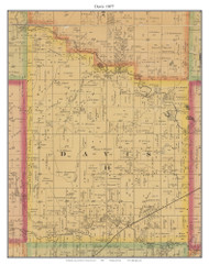 Davis - Marvin - LaDue, Missouri 1877 Old Town Map Custom Print Henry Co.