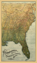 Southeastern Railroads - Richmond & Danville Florida Central & Pennisular Systems, 1893  Southeast - USA Regionals