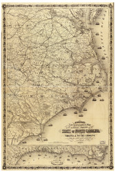 Eastern North Carolina 1863 old map with part of Virginia and South Carolina , 1863 Mississippi River - USA Regionals