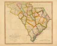 South Carolina 1822 Lewis - Old State Map Reprint