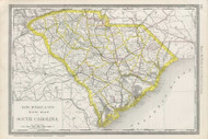 South Carolina 1889 Rand McNally - Old State Map Reprint