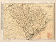 South Carolina 1924 Rand McNally - Old State Map Reprint