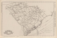 South Carolina 1924 Rand McNally BW - Old State Map Reprint