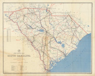 South Carolina 1953 Post Office - Old State Map Reprint