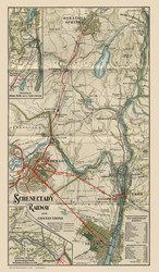 Schenectady Railroad and Connections - Albany, Saratoga Springs, Cohes  1910  - Old Map Reprint - NY Regionals
