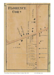 Florence Corners - Florence, Ohio 1863 Old Town Map Custom Print - Erie Co.