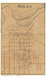 Milan Village - Milan, Ohio 1863 Old Town Map Custom Print - Erie Co.