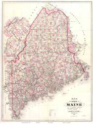 Maine 1887 Chace - Old State Map Reprint