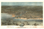 Chicago, Illinois 1868 Bird's Eye View -From Schiller Street North Side to 12th Street South Side