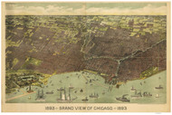 Chicago, Illinois 1893 Bird's Eye View - Grand View -Treutlein