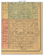 Aurora, South Dakota 1900 Old Town Map Custom Print - Aurora Co.