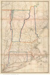 New England 1872 Old Map Reprint - Postal Routes