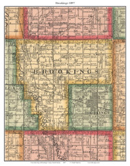 Brookings, South Dakota 1897 Old Town Map Custom Print - Brookings Co.