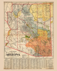 Arizona 1908 Clason - Old State Map Reprint