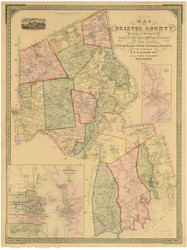 Bristol County Massachusetts 1852 - Old Map Reprint