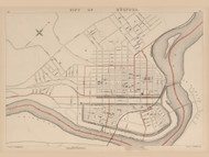 City of Holyoke (downtown), Massachusetts 1891 Old Town Map Reprint - Walker State Atlas
