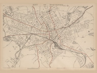 City of Worcester, Massachusetts 1891 Old Town Map Reprint - Walker State Atlas