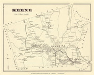 Keene, New Hampshire 1877 Old Town Map Reprint - Cheshire Co.