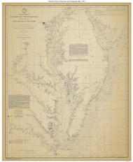 Delaware and Chesapeake Bays from Cape May to Cape Henry 1855 Color Added - Old Map Nautical Chart AC Harbors 376 - Chesapeake Bay