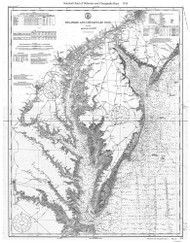Delaware and Chesapeake Bays from Cape May to Cape Henry 1915 - Old Map Nautical Chart AC Harbors 376 - Chesapeake Bay