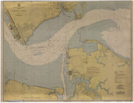Hampton Roads 1944 - Old Map Nautical Chart AC Harbors 400 - Virginia