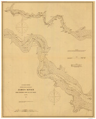 James River 1 1870 - Old Map Nautical Chart AC Harbors 401A - Virginia