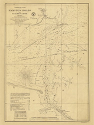 Hampton Roads and Elizabeth River 1857 - Old Map Nautical Chart AC Harbors 403 - Virginia