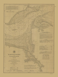 Hampton Roads and Elizabeth River 1884 - Old Map Nautical Chart AC Harbors 403 - Virginia