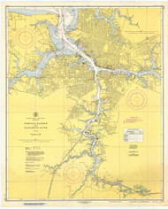 Norfolk Harbor and Elizabeth River 1952 - Old Map Nautical Chart AC Harbors 452 - Virginia