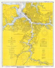 Norfolk Harbor and Elizabeth River 1973 - Old Map Nautical Chart AC Harbors 452 - Virginia