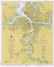 Norfolk Harbor and Elizabeth River 1983 - Old Map Nautical Chart AC Harbors 452 - Virginia