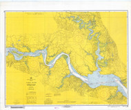 James River - Jamestown Island to Jordan Point 1968 - Old Map Nautical Chart AC Harbors 530 - Virginia