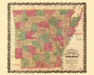 Arkansas 1866 Langtree - Old State Map Reprint