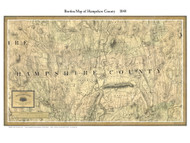 Hampshire County Massachusetts 1844 - Old Map Custom Print - Borden MA Counties Other