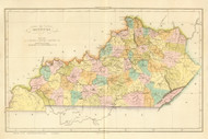 Kentucky 1825 Carey French (Map Only) - Old State Map Reprint